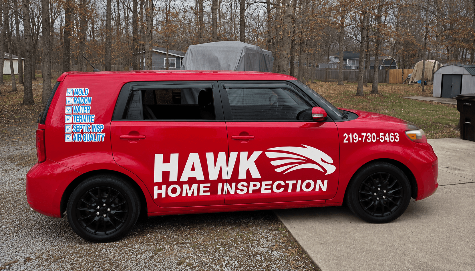 Hawk Home Inspection fleet vehicle — Mold, Radon, Water testing services